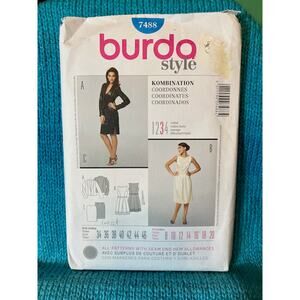 Burda 7488 sewing pattern womens suit dress blazer pencil skirt